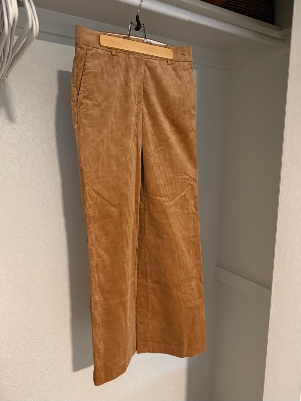 Ann Taylor Wide-Leg Corduroy Pants in Tan